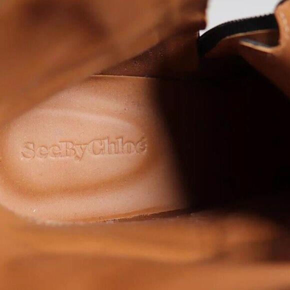 See by Chloe Women Size 37 Black Mallory Combat Ankle Boot Leather Biker $890 - Picture 11 of 13